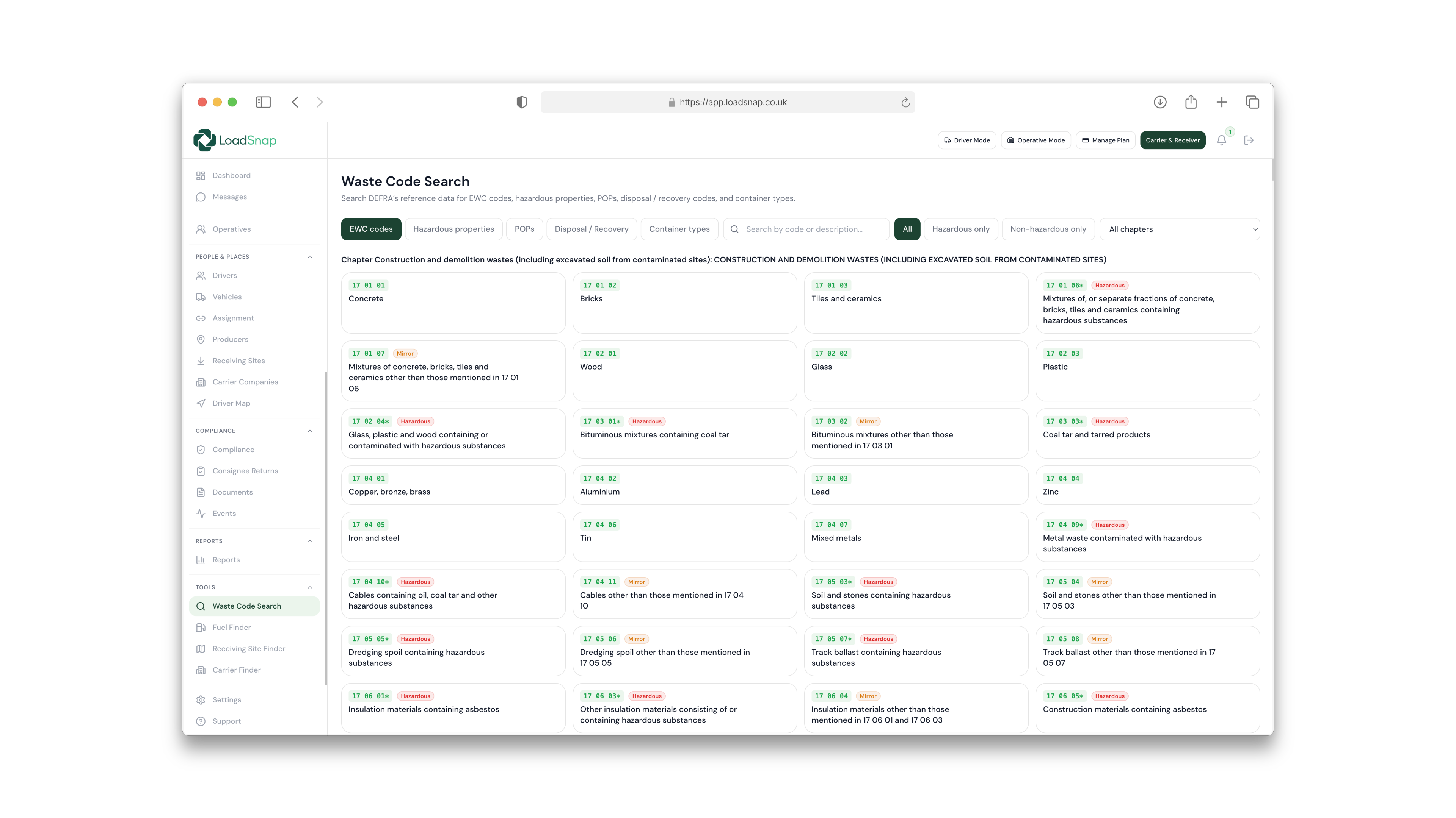 LoadSnap product screen